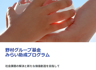 【助成金情報】2025 年度助成「野村グループ基金みらい助成プログラム」 パブリックリソース財団